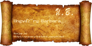 Ungváry Barbara névjegykártya