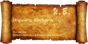 Ungváry Barbara névjegykártya